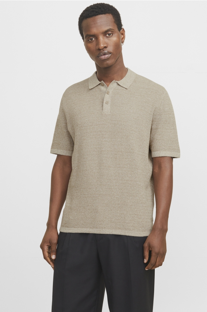 JJEGEORGE KNIT POLO SS SN 12268281 CORIANDER/W CLOUD DANCER
